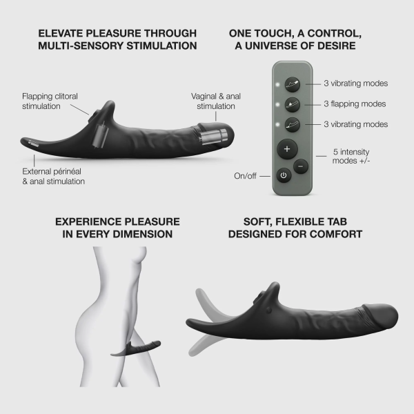 Фаллоимитатор Strap-on-me MULTI ORGASM REALISTIC DILDO с стимуляцией клитора и вибрацией, L, черный_4