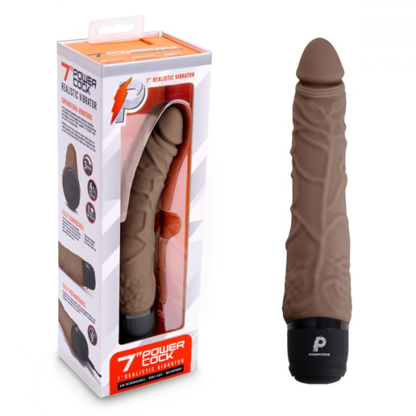 Универсальный вибромассажер цвет шоколад 7" Realistic Vibrator_1