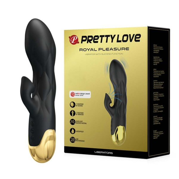 Роскошный рельефный вибромассажер с вакуумным клиторальным отростком Baile PrettyLove Liberators_1