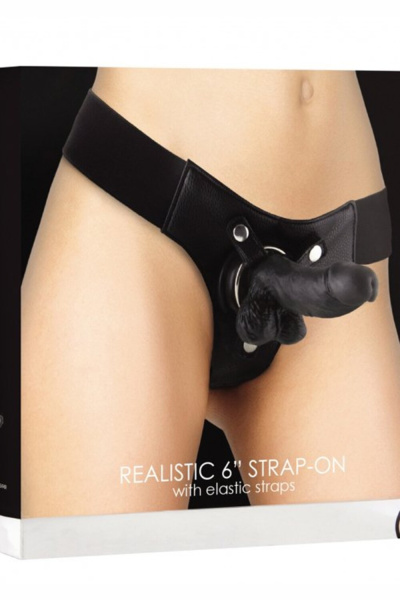 Страпон с кожаными трусиками Realistic - 6 Inch_1