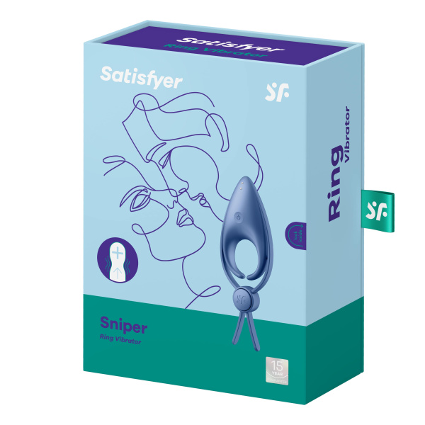 Эрекционное кольцо (Лассо) Satisfyer Sniper с вибрацией, голубой_1