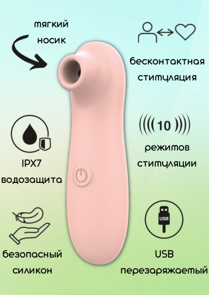 Перезаряжаемый вакуумно-волновой стимулятор Take it Easy Fay Peach _2