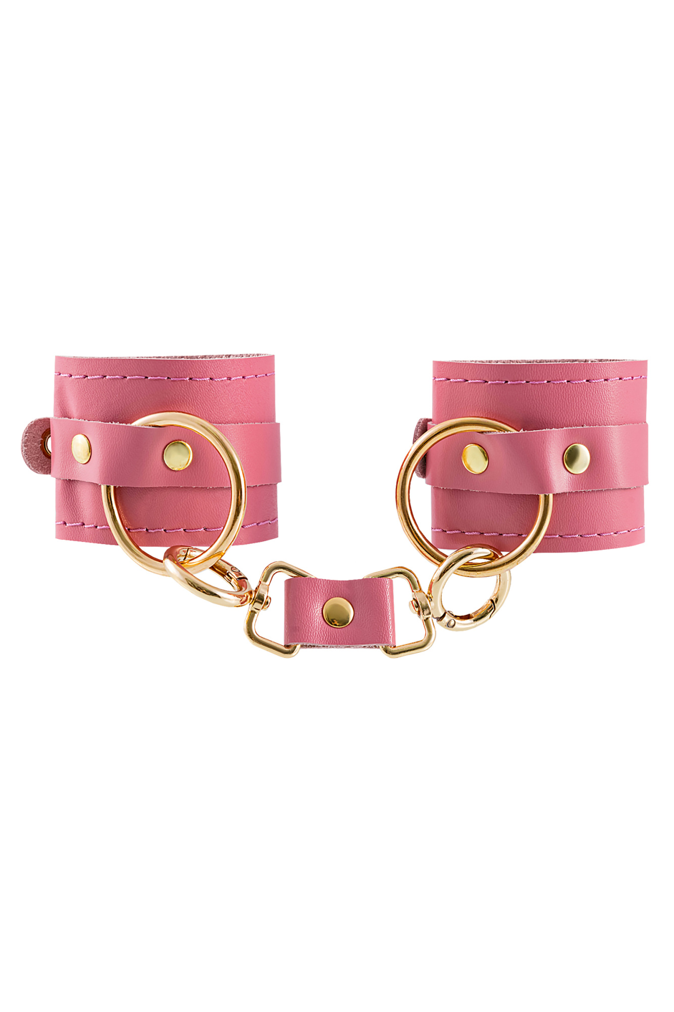 Наручники Pecado BDSM, прямоугольные, однослойные, натуральная кожа, розовый_3