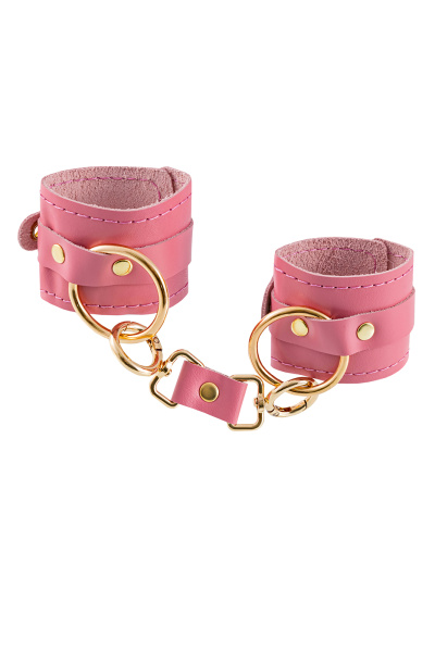Наручники Pecado BDSM, прямоугольные, однослойные, натуральная кожа, розовый_2