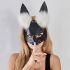 Маска Зайка с мехом, чёрная_2
