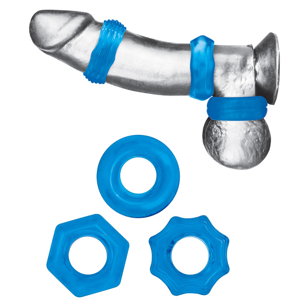Комплект из трех колец для эрекции 3-Pack Nuts & Bolts Stretch Cock Ring Set_5
