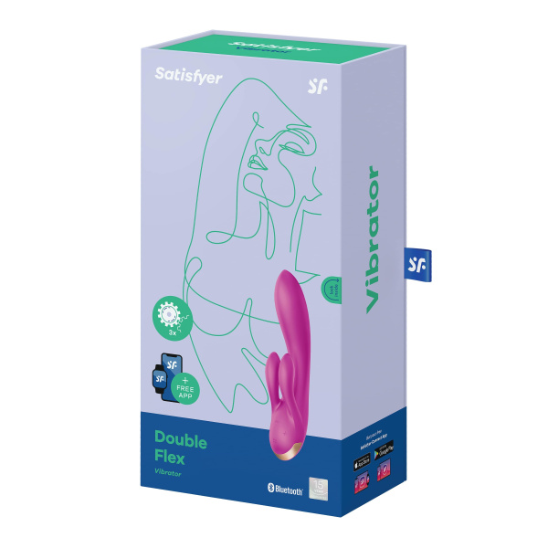 Вибратор-кролик Satisfyer Double Flex с двумя клиторальными отростками, фиолетовый_1