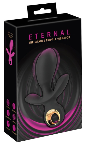 Надувной тройной вибратор Eternal Inflatable Tripple, черный, 10.4 см_2