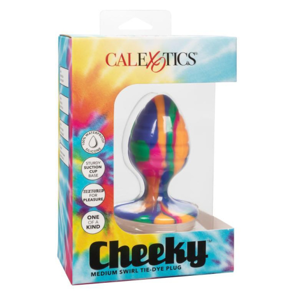 Текстурированная анальная пробка M из силикона CHEEKY MED SWIRL TIE-DYE PLUG_4