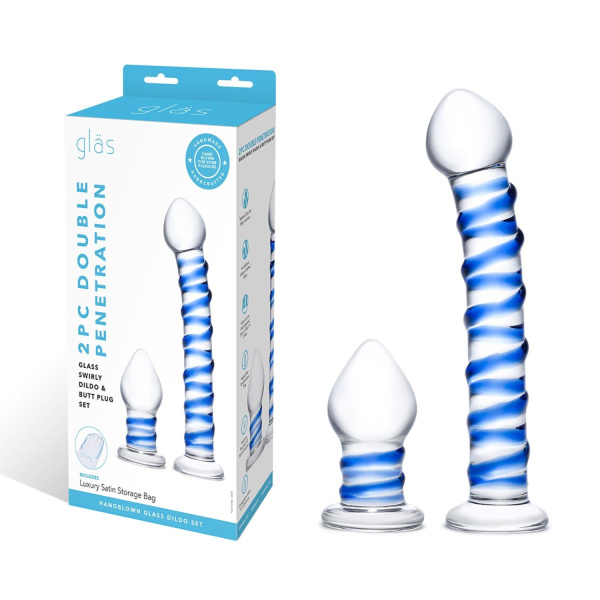 Сет из 2-х стекляных игрушек Swirly Dildo & Buttplug Set_1