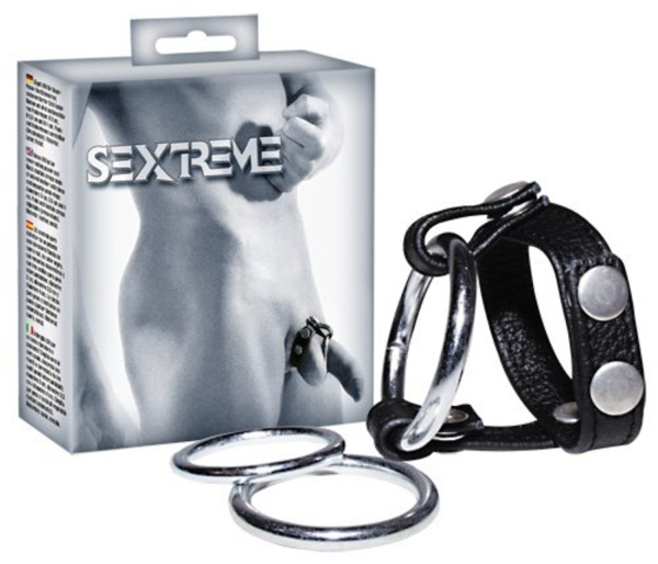 Подхват на мошонку с 3мя съемными эрекционными кольцами Leder-Riemen_1