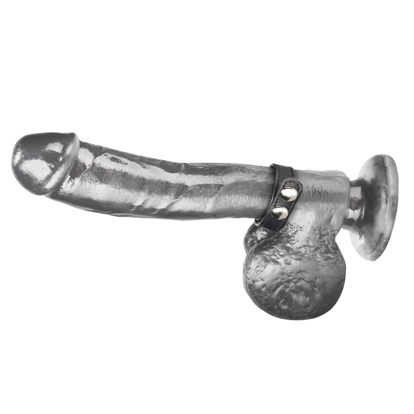 Кольцо на пенис из искусственной кожи на клепках (4-6 см) SNAP COCK RING_4