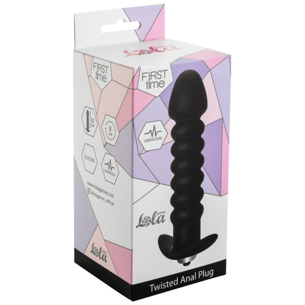 Анальная пробка с вибрацией Twisted Anal Plug Black (Батарейки ААА)_1