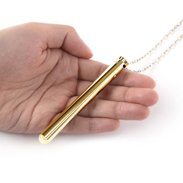 Элегантный вибромассажер-кулон из стали le WAND VIBRATING NECKLACE GOLD_5