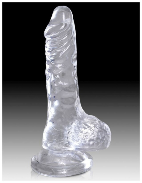King Cock Clear 4 Cock with Balls Прозрачный фаллоимитатор с мошонкой и присоской_1
