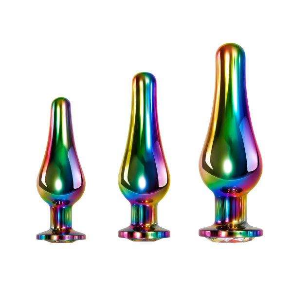 Evolved RAINBOW METAL PLUG SET Набор радужных анальных пробок_1