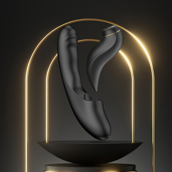 Вибратор с возвратно-поступательными движениями, вакуумом и приложением BeYourLover Fatima, черный_5