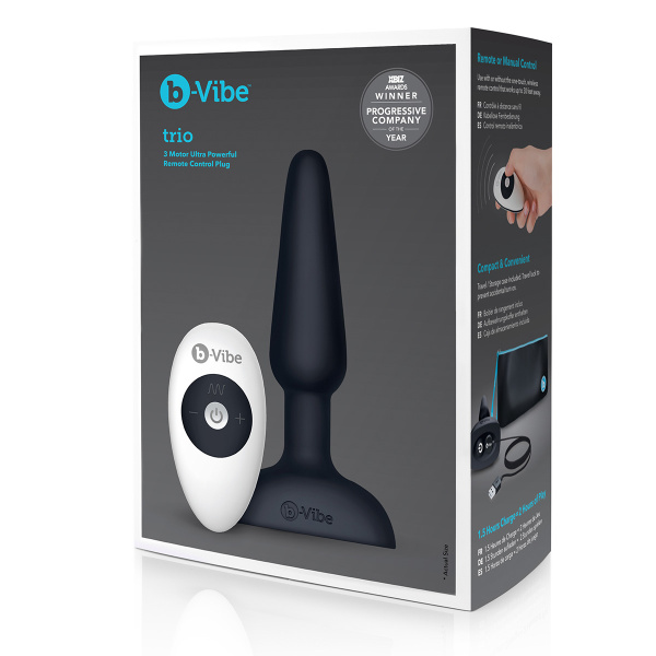 Анальная премиум-пробка с 3 моторами B-Vibe Trio Plug BLACK_2