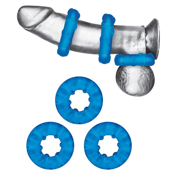 Комплект из трех колец для эрекции 3-Pack Ribbed Rider Cock Ring Set_5